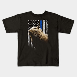 Capybara American Flag Tee for Fans of Giant Rodents Kids T-Shirt